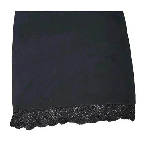 Notations Women's Black Rayon/Nylon Knit Straight Skirt w Crocheted Lace & Brown - Picture 7 of 9